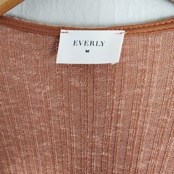 NEW Everly Brown Ribbed Waterfall Open Longline Duster Cardigan - Picture 3 of 10